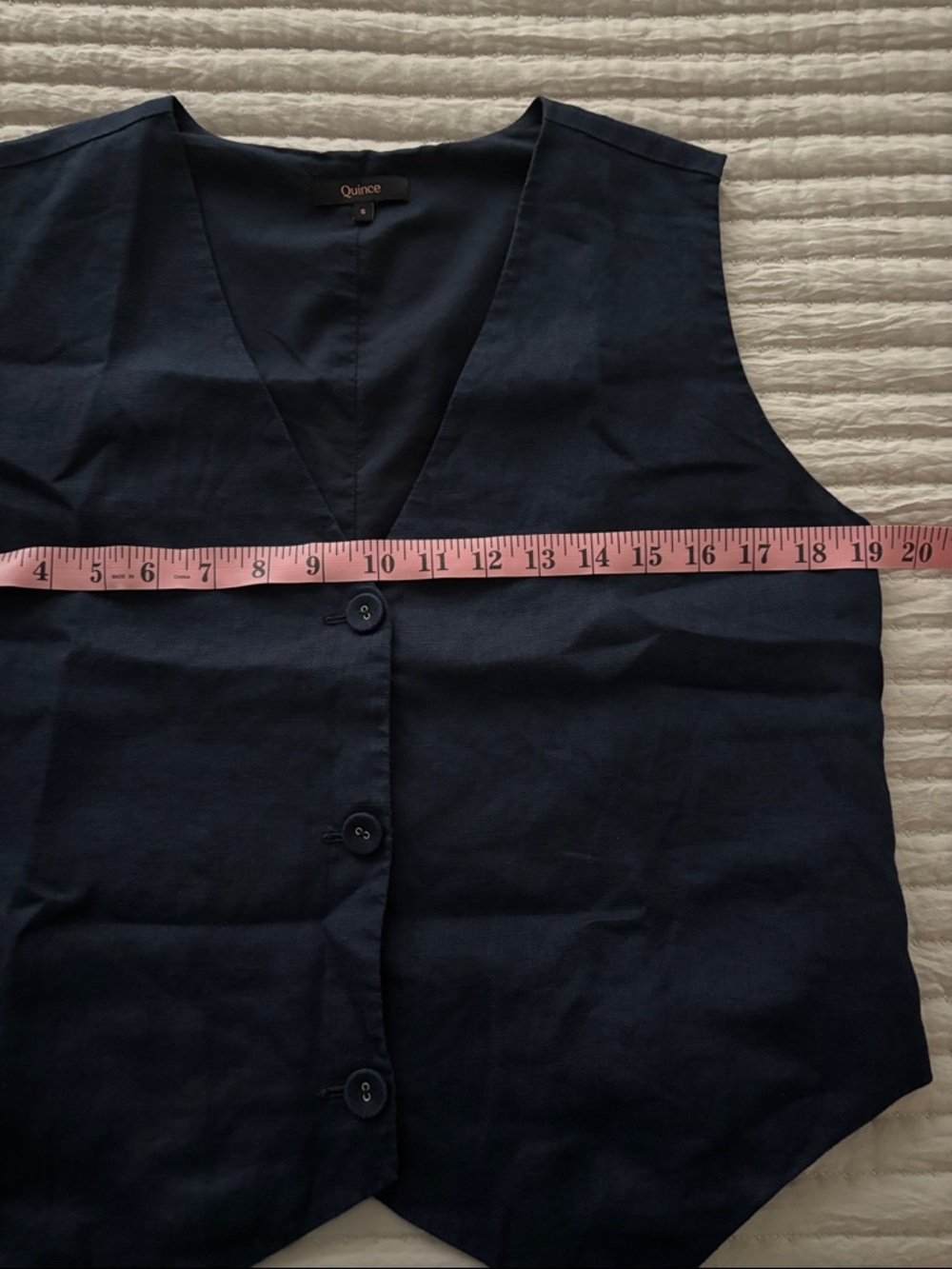 Quince linen Navy Sleeveless Button Vest - Picture 6 of 6